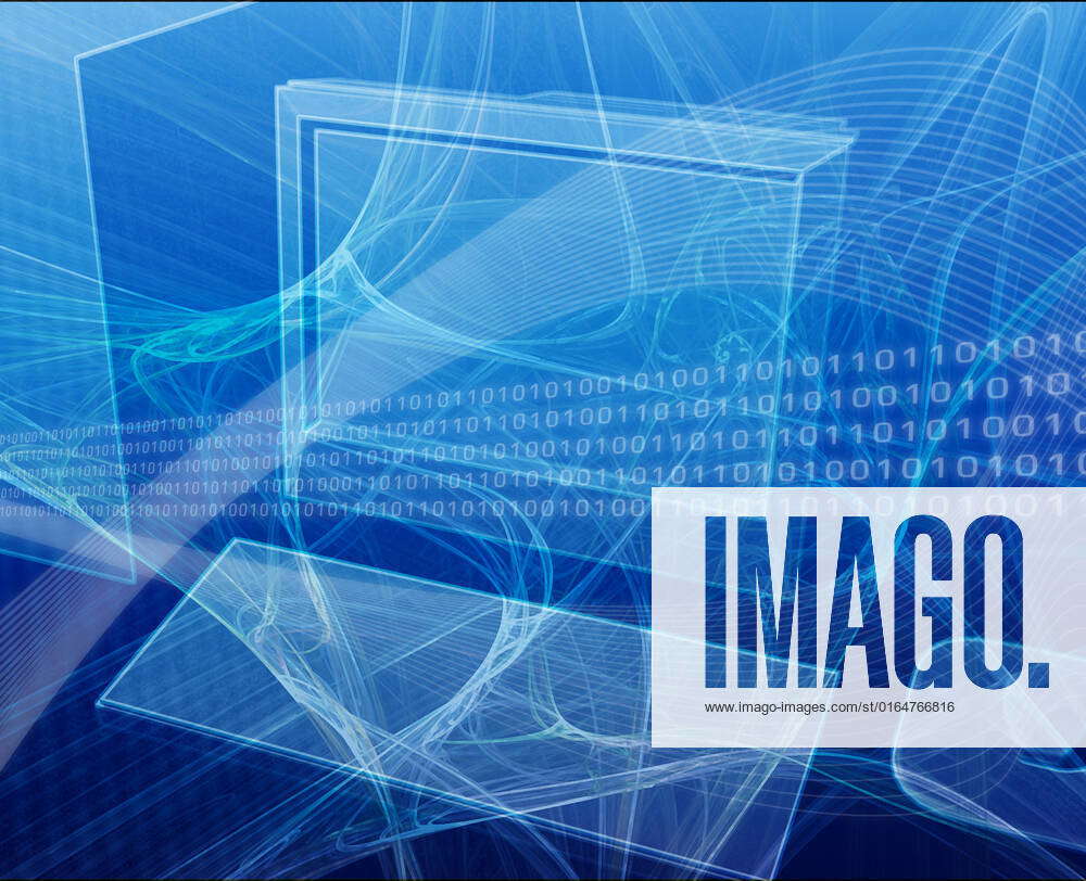 Digital collage illustration of a computer workstation with data