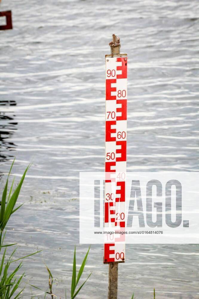 A Yardstick For Measuring The Water Level. Water Level Measurement On A 