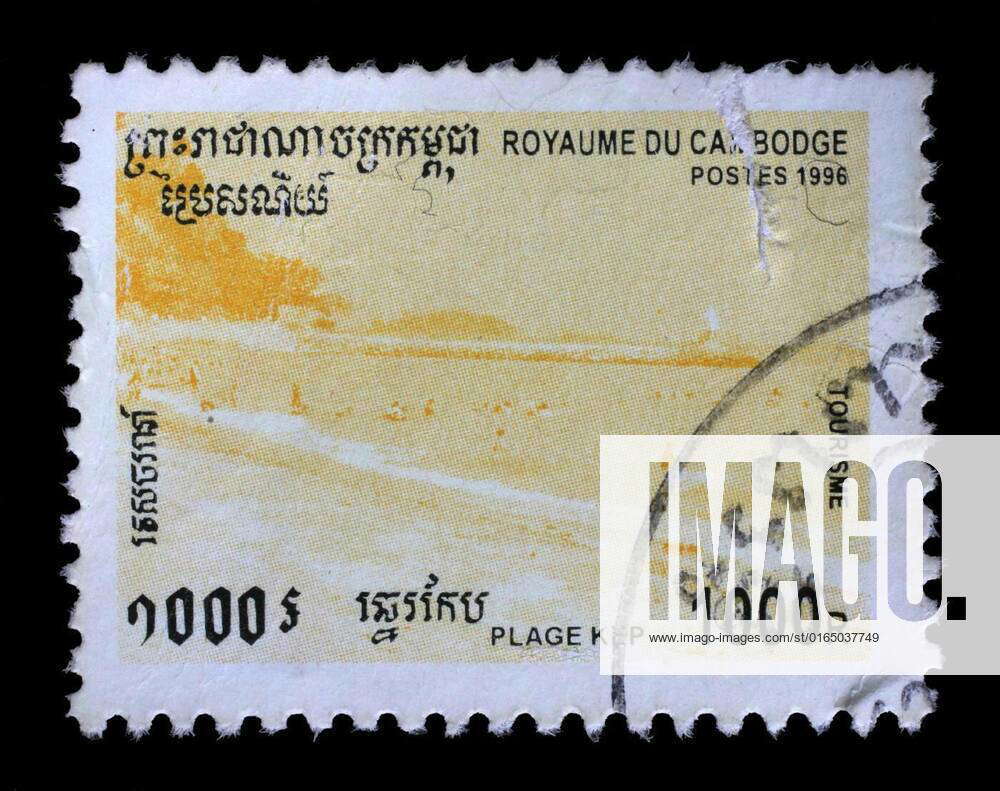 Stamp issued in Cambodia shows Beach of Kep, Tourism series, circa 1996 ...