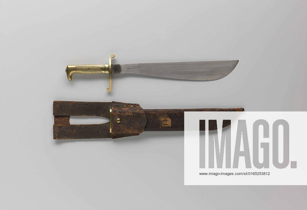 Cutlass and Scabbard. Cap knife with short click with straight back and ...