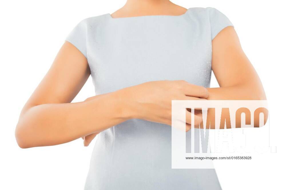 Lady scratch the itch with hand, Wrist, Itching, Concept with