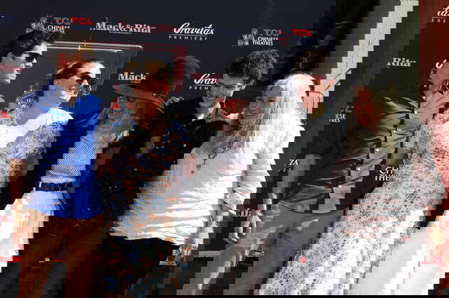 Diane Keaton with son-in-law Jordan White, daughter Dexter Keaton and son Duke Keaton at their Hand