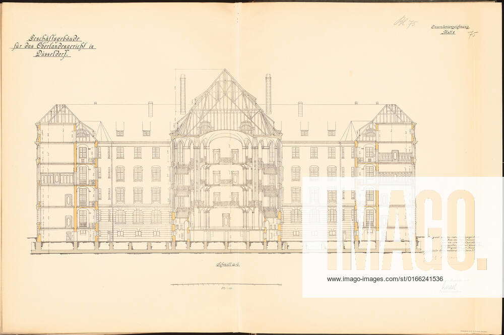 Unknown Architect, Higher Regional Court, Düsseldorf (1910): Cut 1: 100 ...