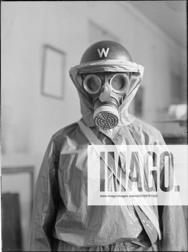 Anti-gas Clothing For Air Raid Wardens, 1941 A Half Length Portrait Of ...