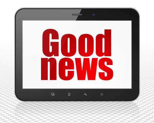 Tabloid Device News concept: Tablet Pc Computer with red text Business News on display ...