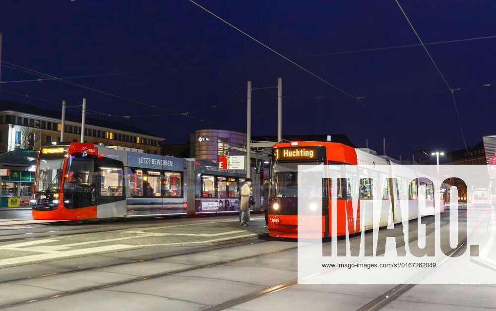 Bremen tram public transport Hauptbahnhof main station in Germany, Bremen, Germany April