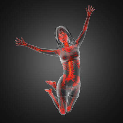 Jump woman radiography made in 3D, 3261753, girl, woman, jump, hop ...