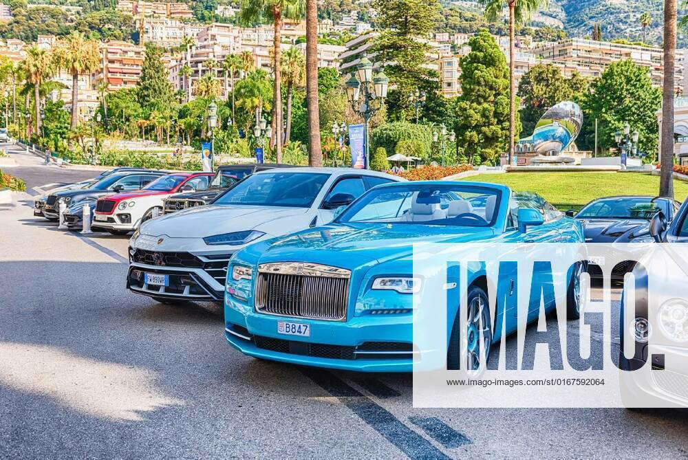 Luxury cars in Place du Casino, Monte Carlo, Monaco, MONTE CARLO, MONACO AUGUST 13 Luxury cars