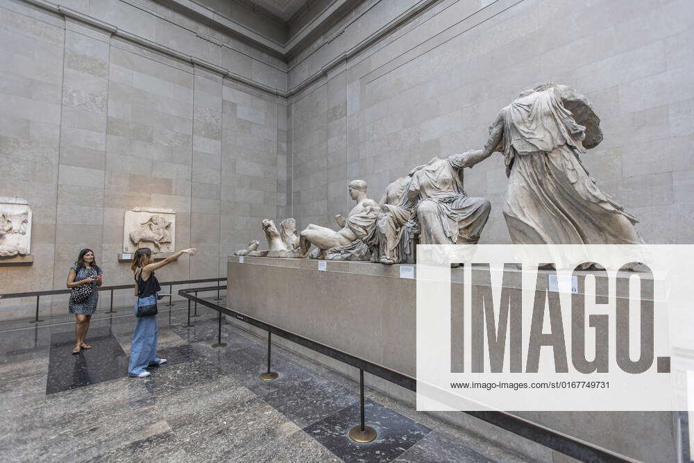 Visitors In The Parthenon Marbles Room In The British Museum People