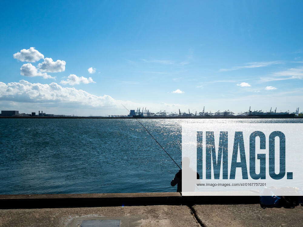 People Enjoying The Good Weather At The Hook Of Holland. A man is