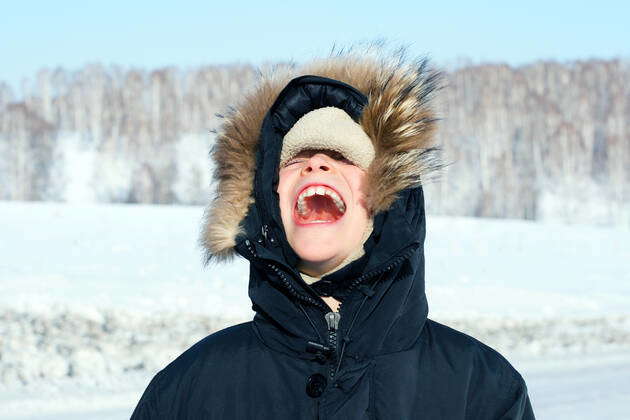 Portrait of screaming boy in the winter, model released, 8243122 ...