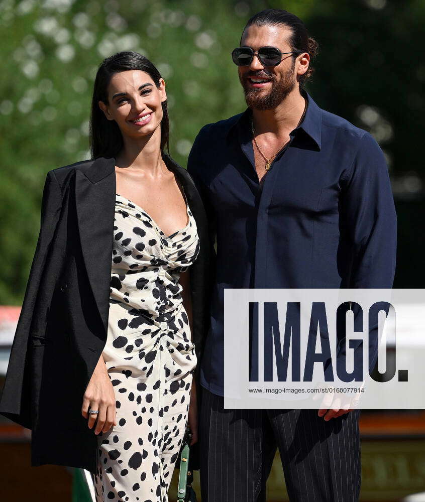 September 4, 2022, VENICE: Actors Can Yaman (R) and Francesca Chillemi  arrive at the Lido Beach