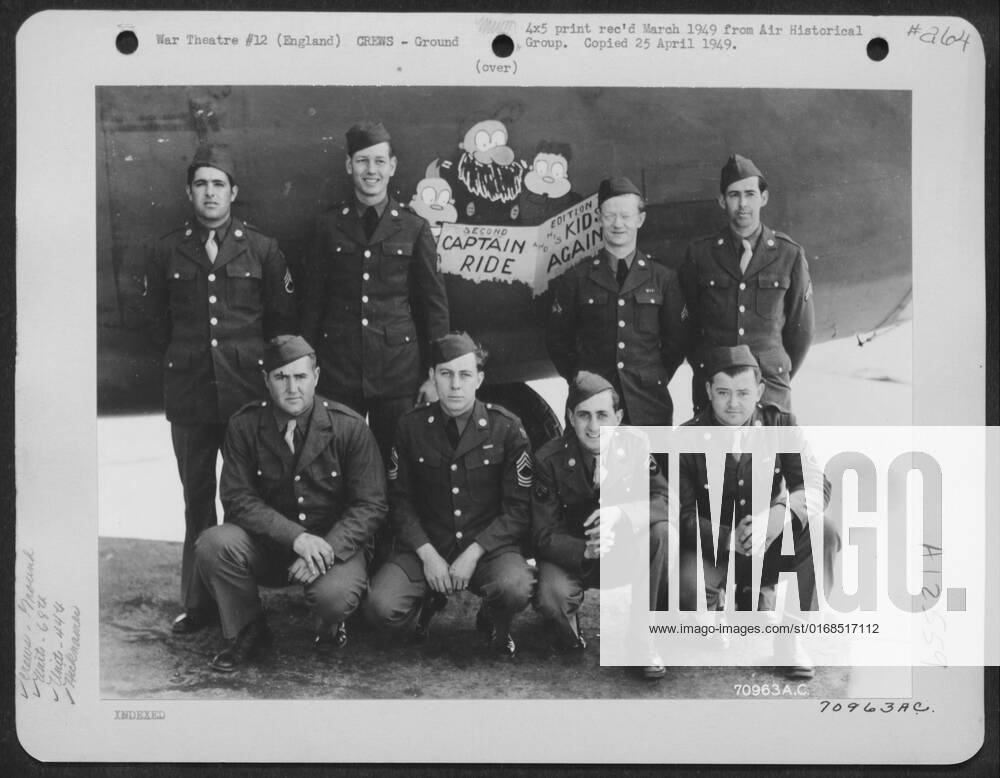 A Ground Crew Of The 68th Bomb Squadron, 44th Bomb Group, Pose Beside 