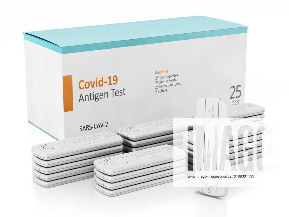 Covid19 antigen test kit isolated on white background. 3D illustration