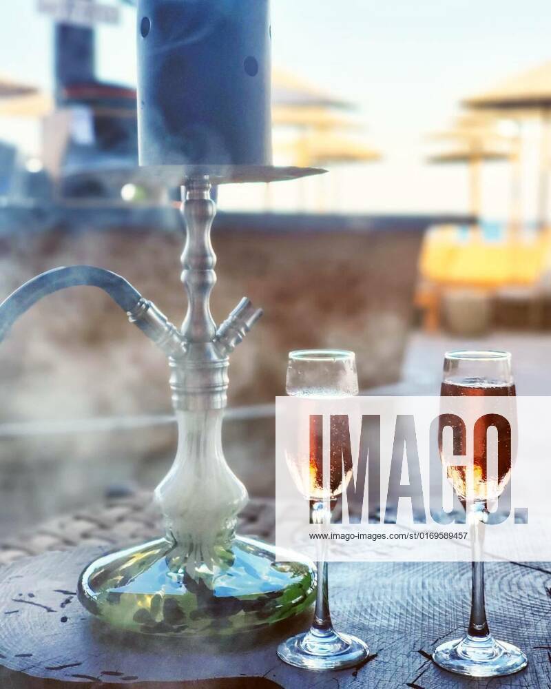 Shisha & Wine, A modern shisha, aka nargile or hookah at a beach bar