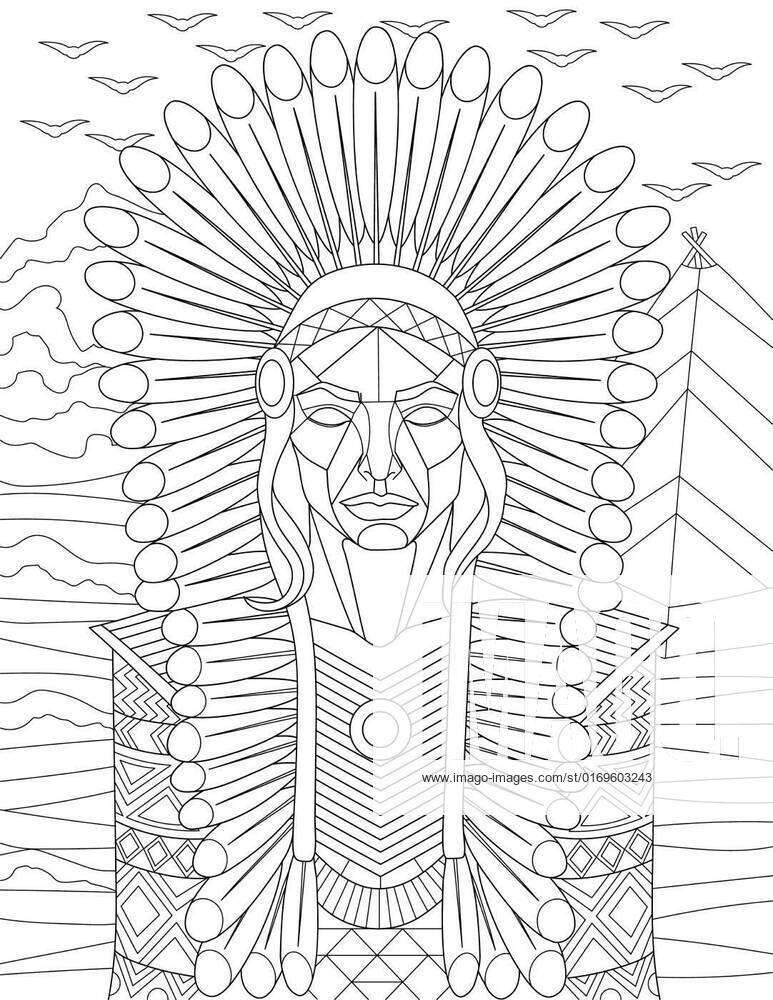native american man coloring page