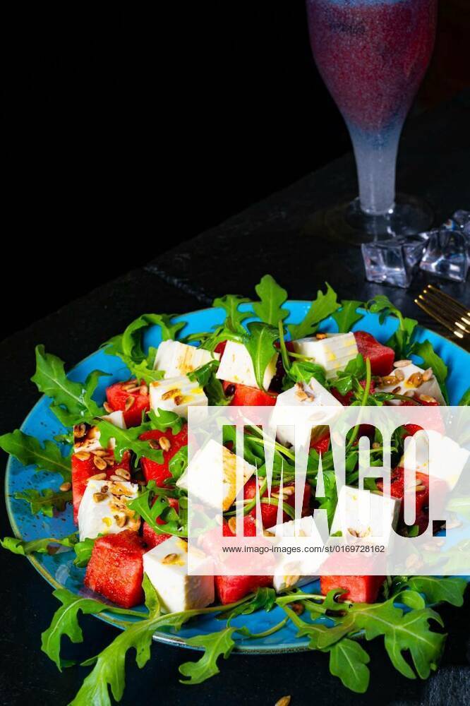 Watermelon Salad with Rocket And Feta Cheese, Watermelon Salad with