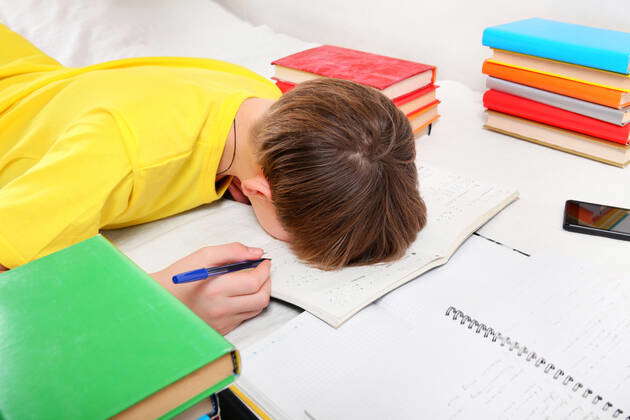 Sad and Tired Teenager doing Homework at the Home, model released, ,  16090390, sad, kid, boy