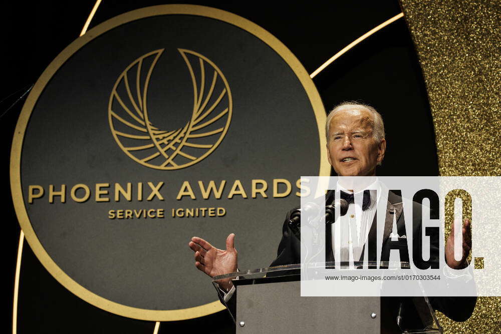 United States President Joe Biden speaks at the Phoenix Awards Dinner