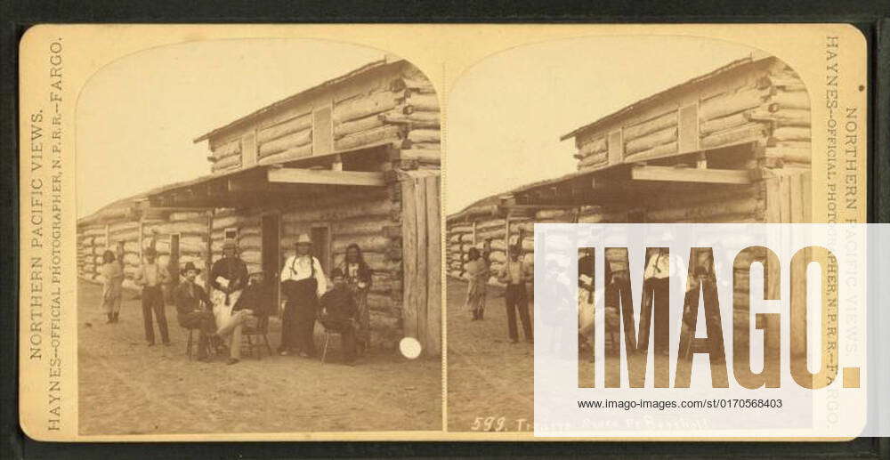 Traders store Ft. Berthold. Native and EuroAmericans at the trading