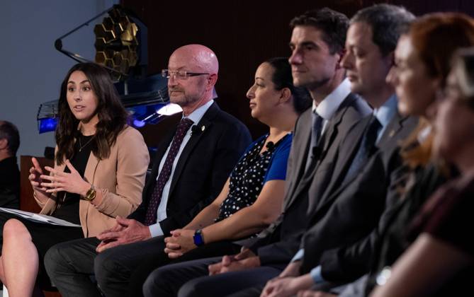 NASA Public Affairs Officer Alise Fisher, left, NASA James Webb Space ...