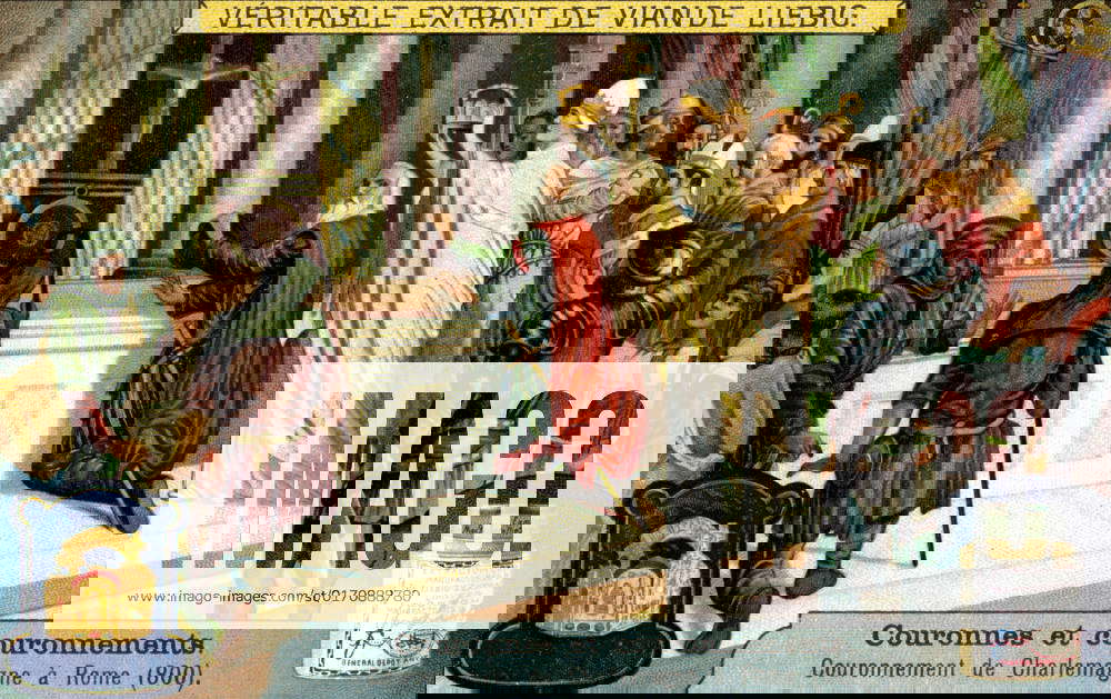 The Crowning of Charlemagne in Rome 800, (c1900). French advertising