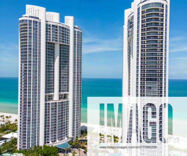 Vertical aerial photo Trump Towers Sunny Isles Beach FL Vertical aerial ...