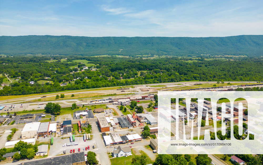 Aerial drone photo of Etowah Tennessee Polk County with mountain Aerial ...