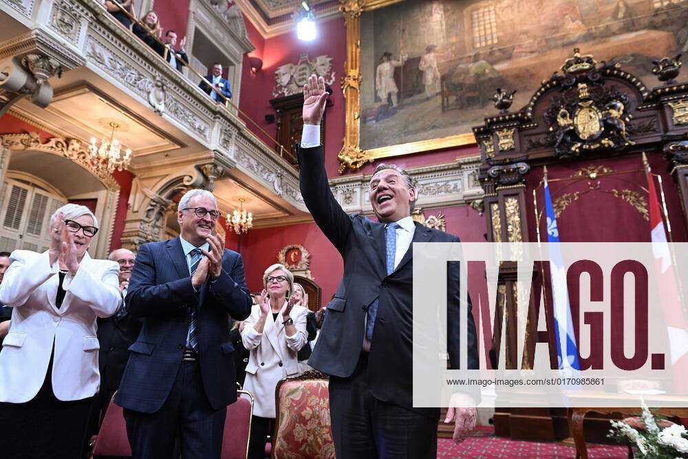 October 18, 2022, QUEBEC, PQ, Canada Quebec Premier Francois Legault waves to guests as he and his