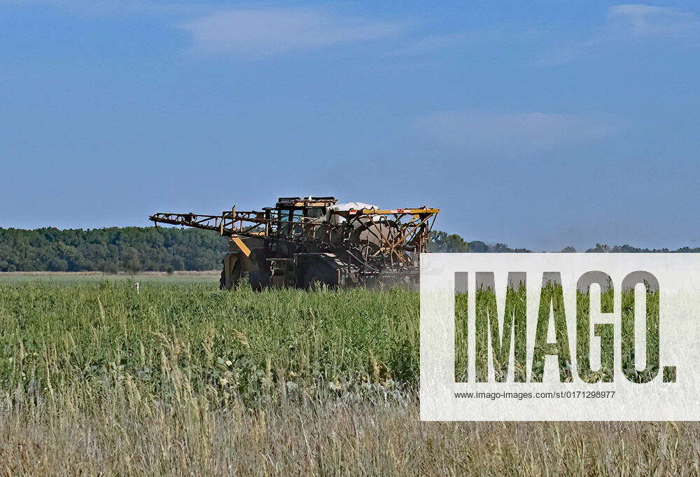 September 19, 2022, Canton, Kansas, U.S: Farm worker spraying a ...