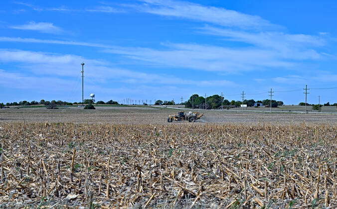 September 19, 2022, Canton, Kansas, U.S: Farm worker spraying a ...