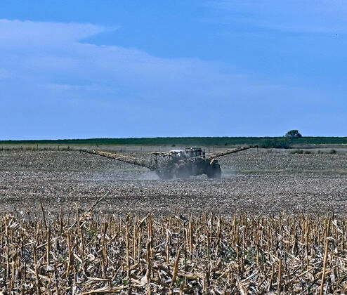 September 19, 2022, Canton, Kansas, U.S: Farm worker spraying a ...