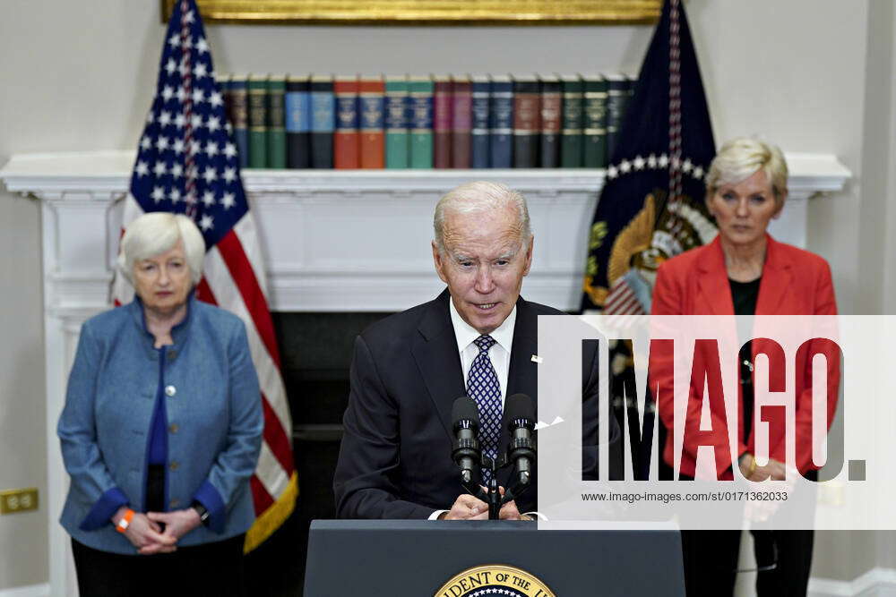 President Joe Biden Speaks As Treasury Secretary Janet Yellen (L) And ...