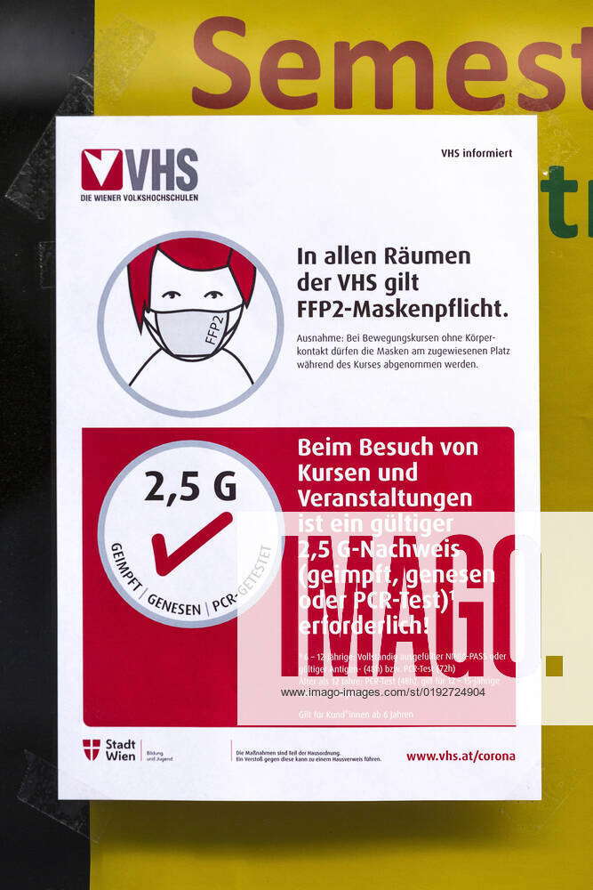 FFP2 Mask requirement in the VHS Vienna, Austria