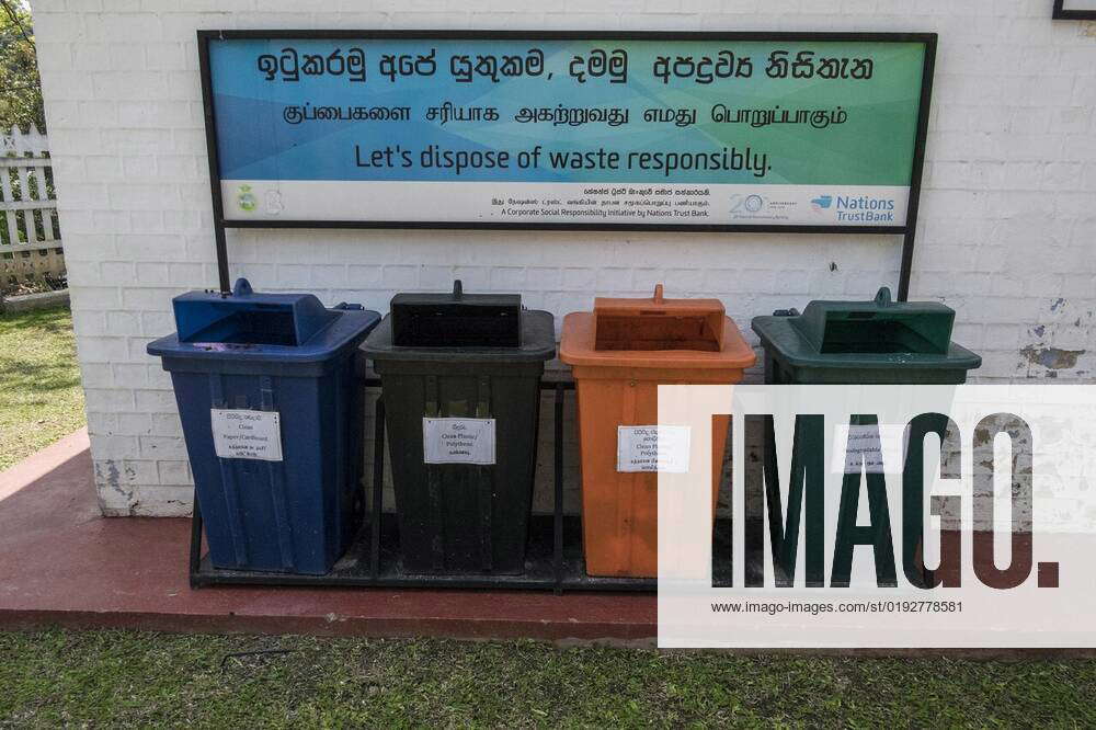 Ella, Sri Lanka Recycling bins at the Ella train station