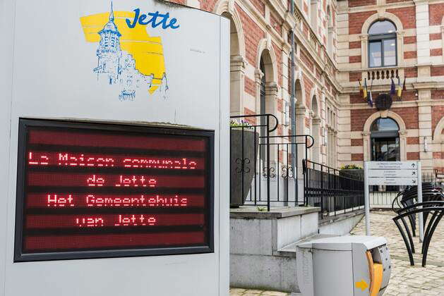 Jette, Brussels Capital Region - Belgium - 01 01 2022: Sign of the ...