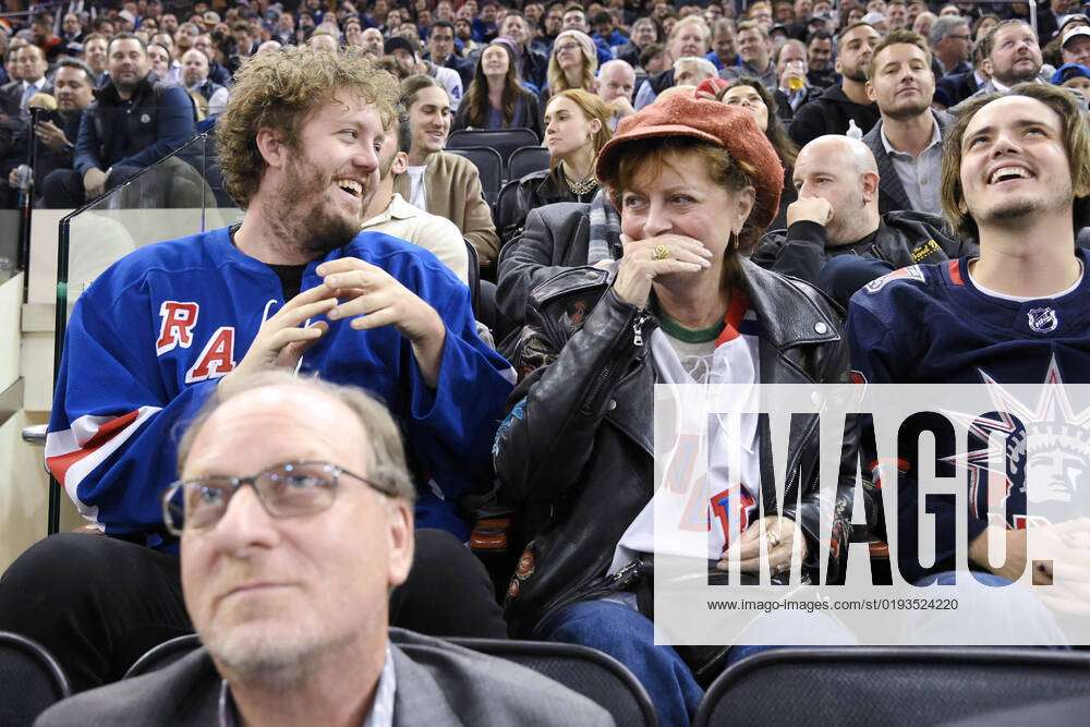 Celebrities at the New York Rangers hockey game at Madison Square