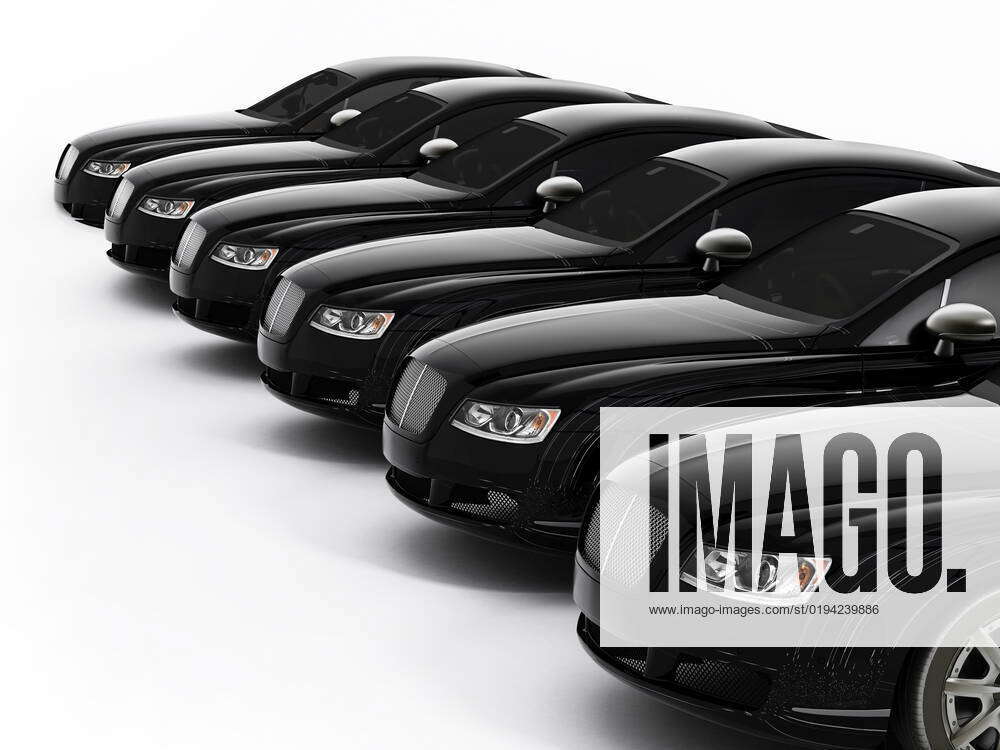 Luxury car fleet consisting of generic brandless design. 3D