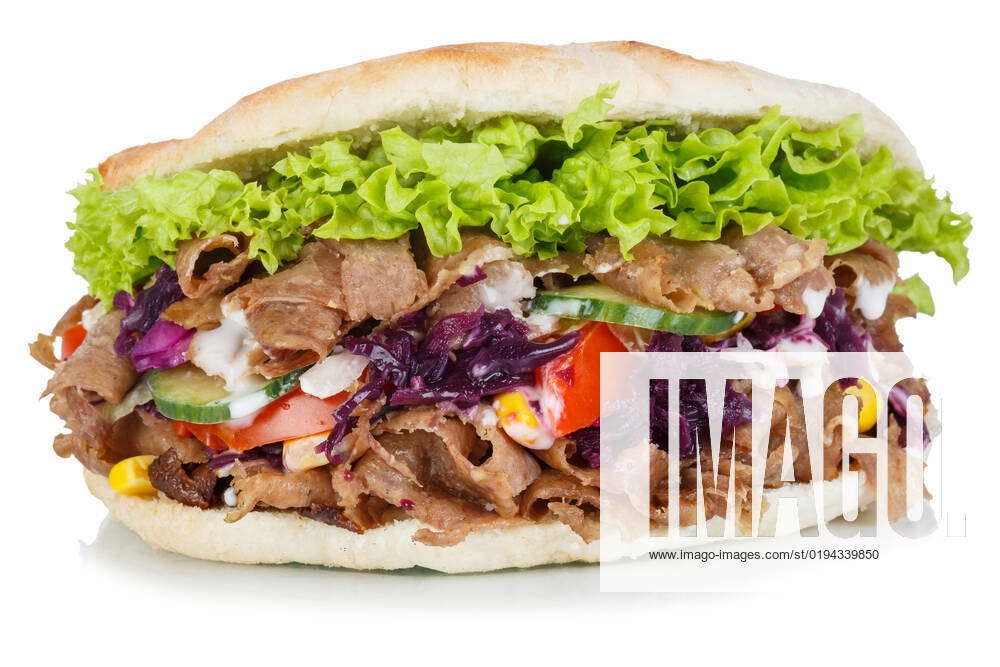 Döner Kebab Doner Kebap Fastfood Essen Im Fladenbrot Freigestellt Vor 