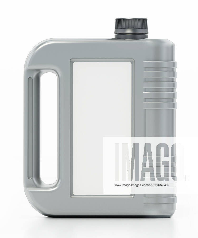 Motor oil with blank label isolated on white background. 3D