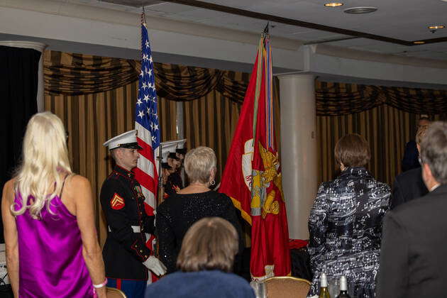 U.S. Marines with the Marine Corps Base Quantico Color Guard present ...
