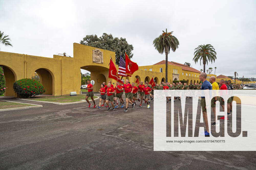 U.S. Marines with Marine Corps Recruit Depot (MCRD) San Diego, lead the ...