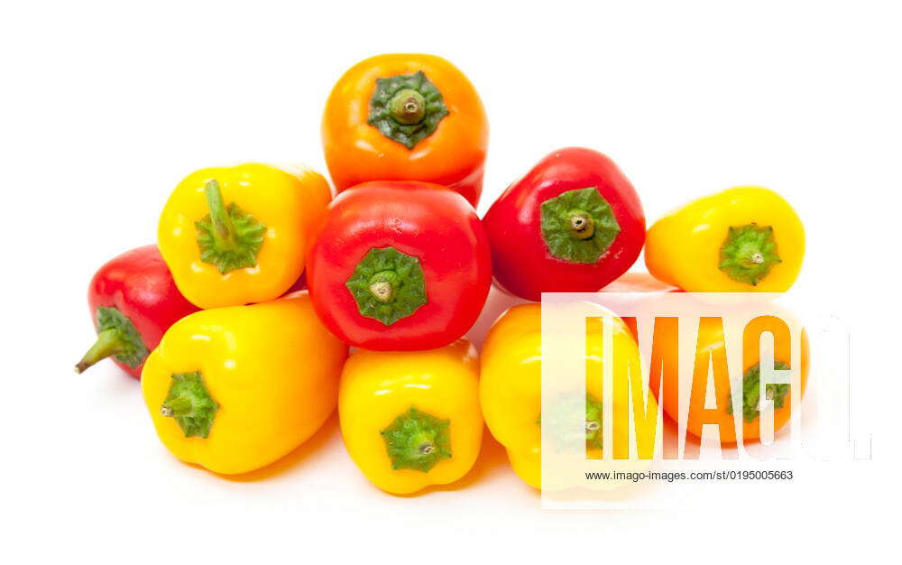 Heap Fresh Bell Peppers on white background , 7974530, bell pepper