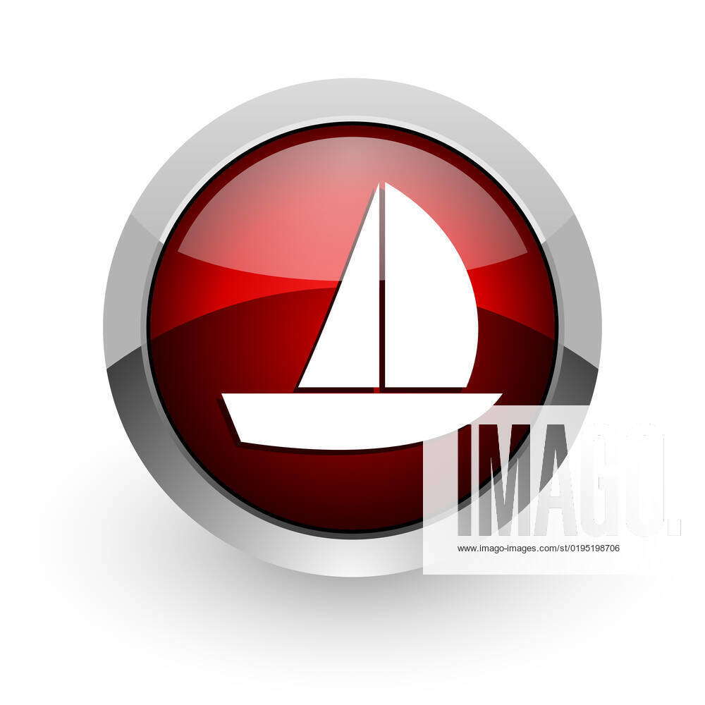 Yacht red circle web glossy icon , 8675324, yacht icon, icon, button ...