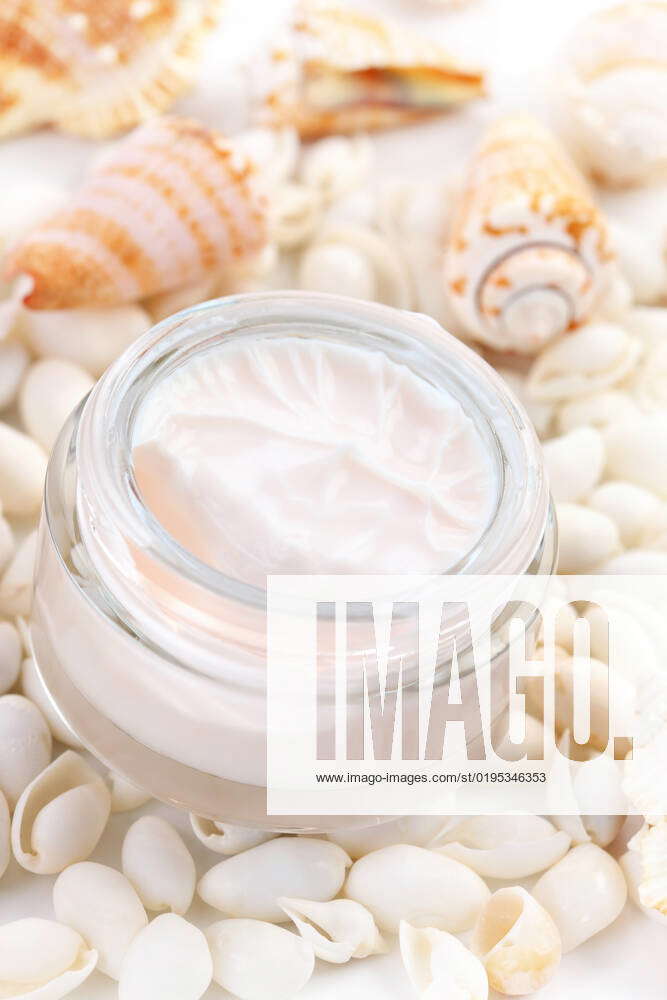 Natural face cream on seashells Natural face cream on seashells