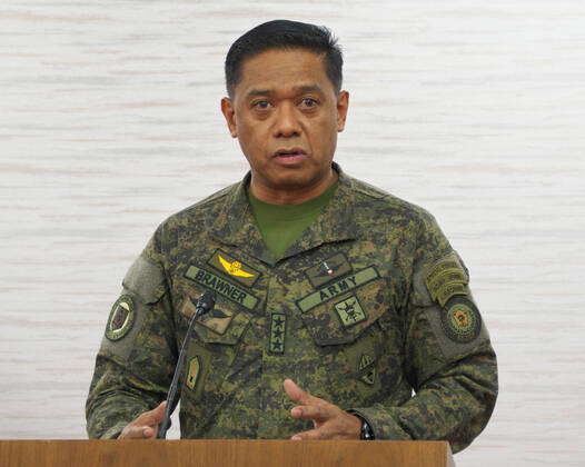 Philippine Army, Commander, Lit Gen Romeo S. Brawner Jr speaks during the Japan-U.S.-Philippines