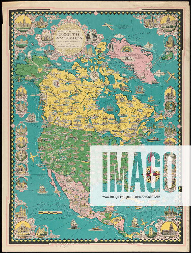 A pictorial map of North America , North America, Maps Norman B ...