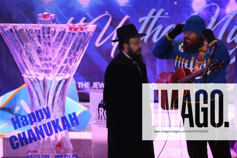 Jews Celebrate Chanukah By Lighting Of A Giant Menorah Made Of Ice ...