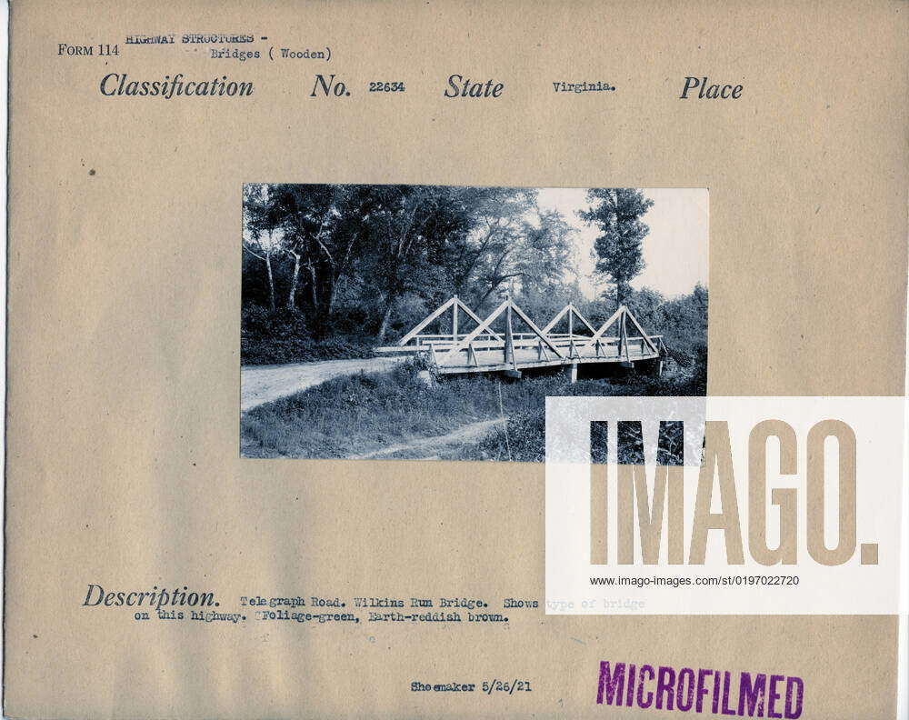 Telegraph Road. Original caption Telegraph Road. Wilkins Run Bridge