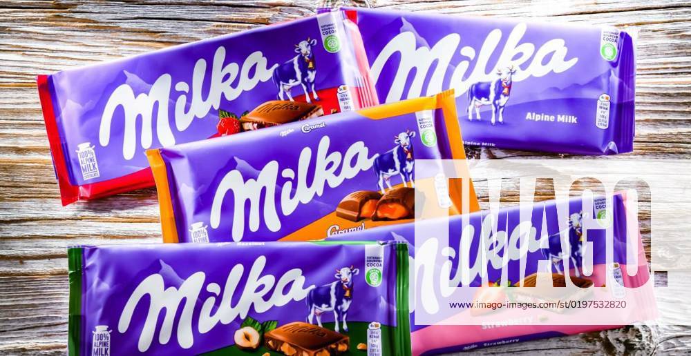 Assorted Milka chocolates, POZNAN, POL - AUG 17, 2022: Milka chocolates ...